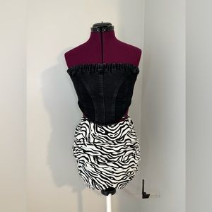 ASYOU denim color block corset in black